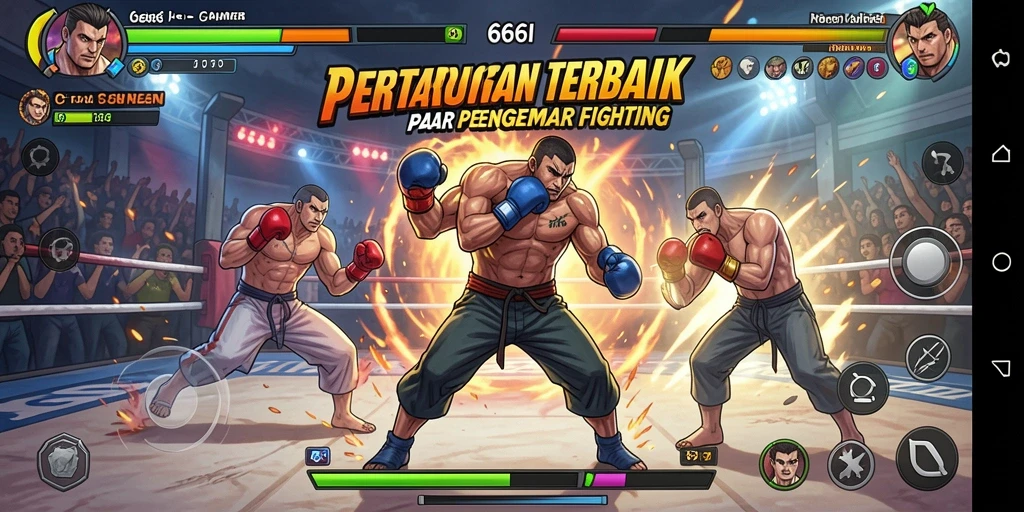 Gameplay intens 666I dengan karakter bertarung unik.