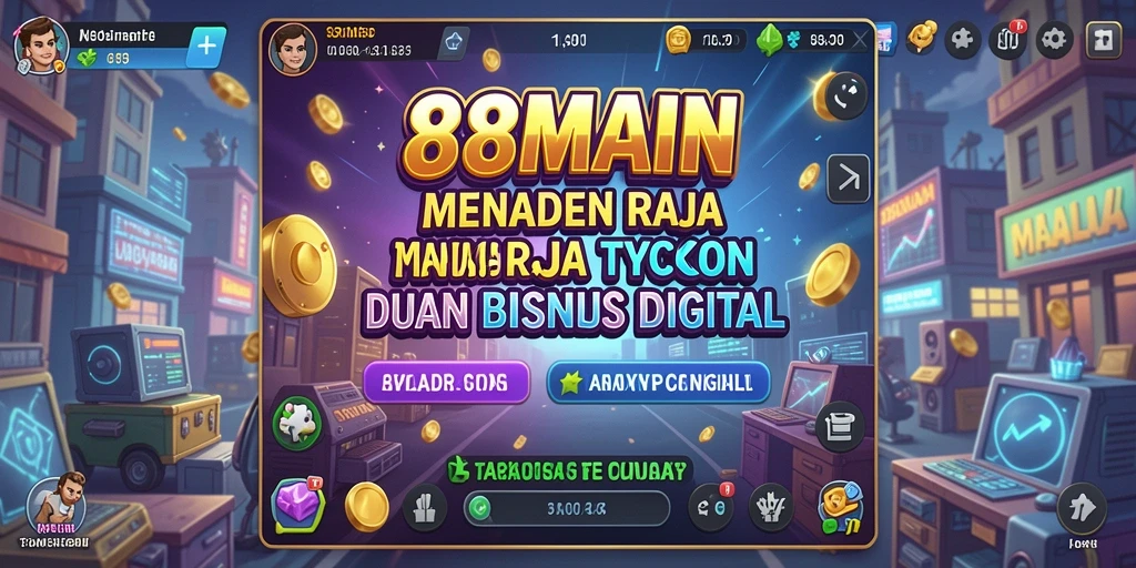 Screenshot gameplay 88MAIN menampilkan manajemen bisnis yang dinamis.