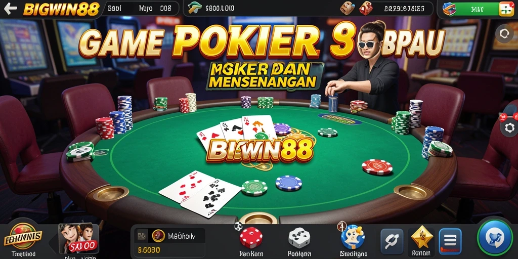 Tampilan gameplay seru dalam permainan Poker BIGWIN88.
