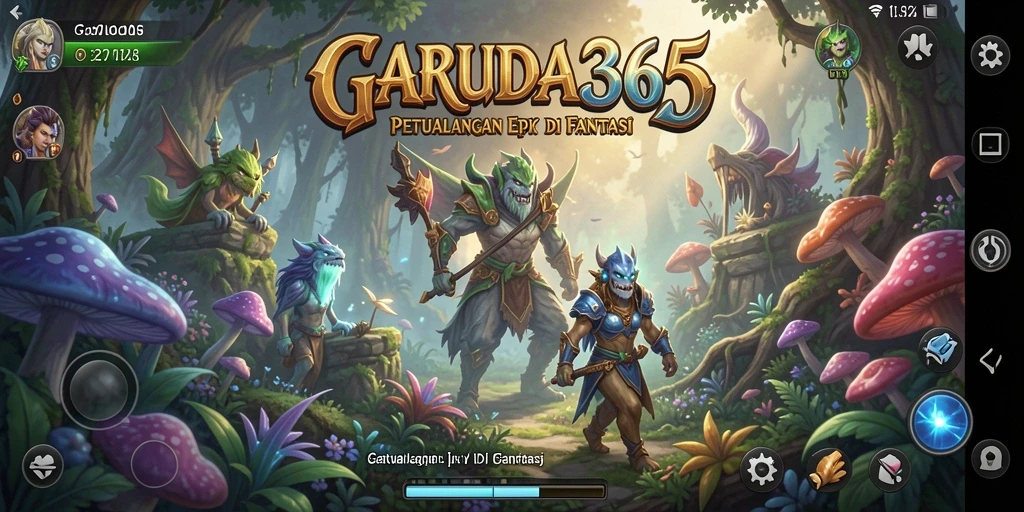 Screenshot GARUDA365 menunjukkan aksi pertarungan karakter dalam dunia fantasi.