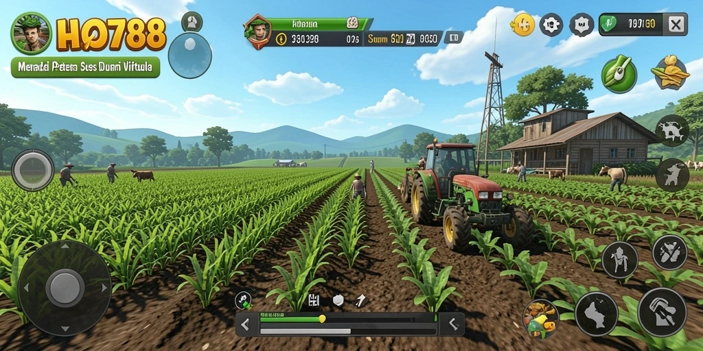 Tampilan gameplay HAO788 yang menarik dengan aktivitas bertani.