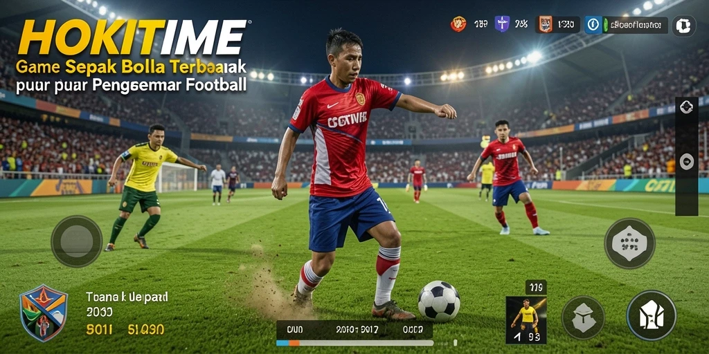 Tampilan gameplay HOKITIME dengan aksi sepak bola seru.