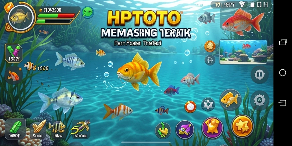 Tampilan gameplay HPTOTO yang menampilkan aksi memancing di alam.