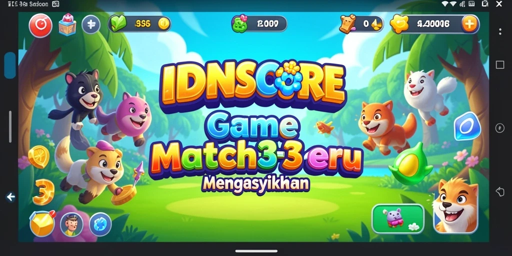 Gameplay Match-3 yang penuh warna dan menarik.