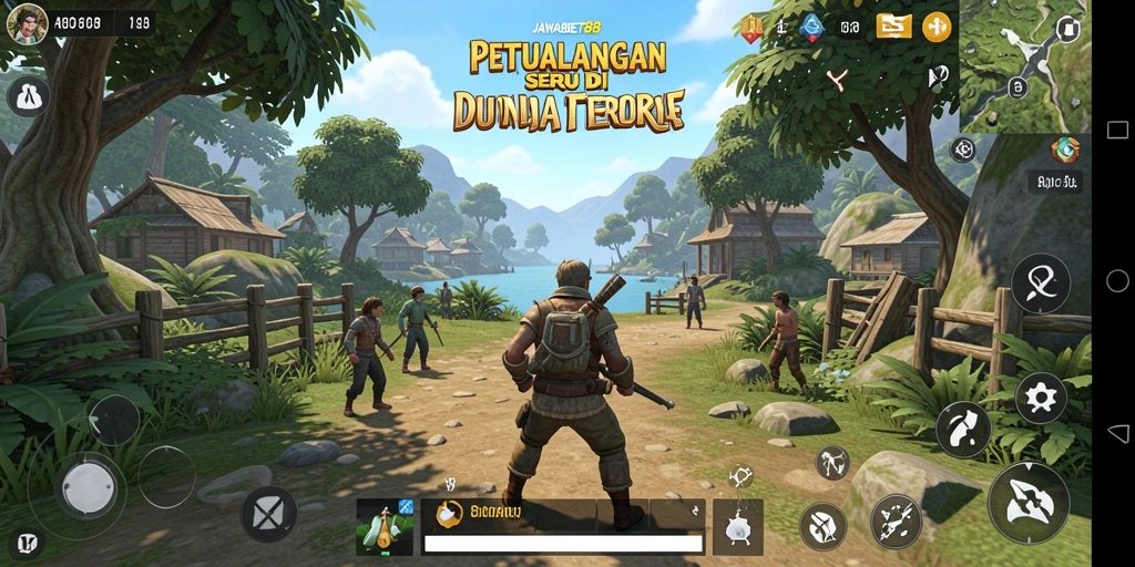 Tampilan gameplay JAWABET88 menunjukkan petualangan seru dalam dunia terbuka.