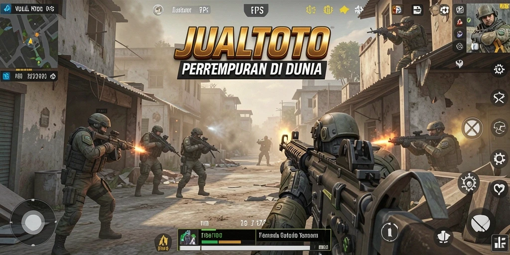 Screenshot utama menampilkan aksi intens di battlefield JUALTOTO.