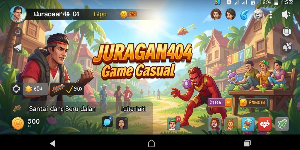 Tampilan gameplay JURAGAN404 yang penuh warna dan menarik.