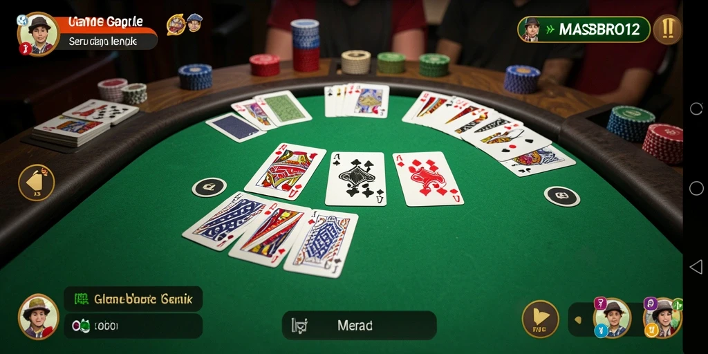 Screenshot gameplay MASBRO12 menunjukkan pemain asyik bermain Gaple.