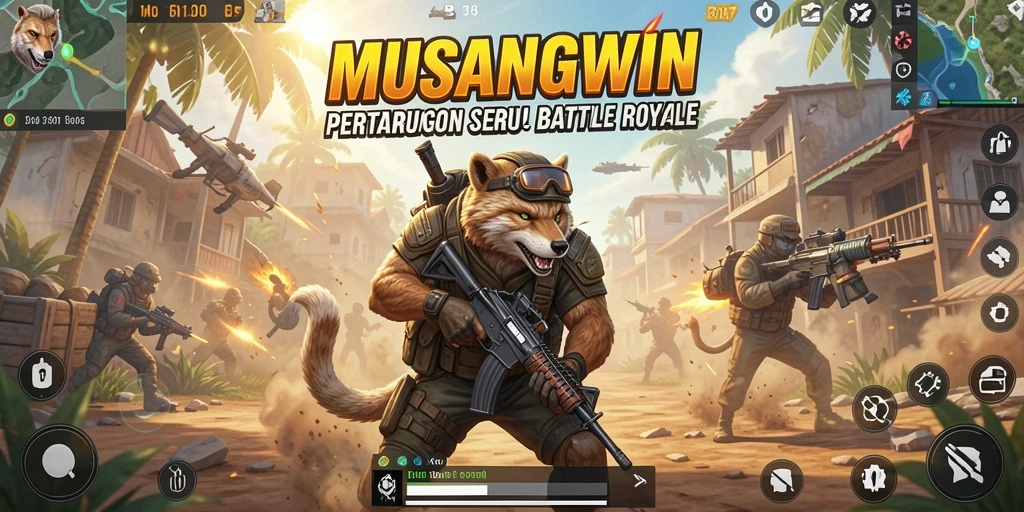 Tampilan gameplay seru di dunia Battle Royale MUSANGWIN.