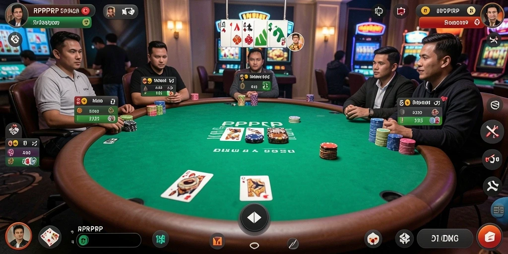 Tampilan gameplay Poker yang seru dan menegangkan.