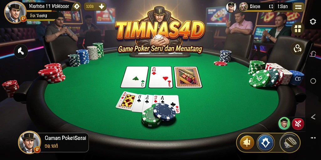 Screenshot gameplay TIMNAS4D dengan tampilan poker yang mendebarkan.
