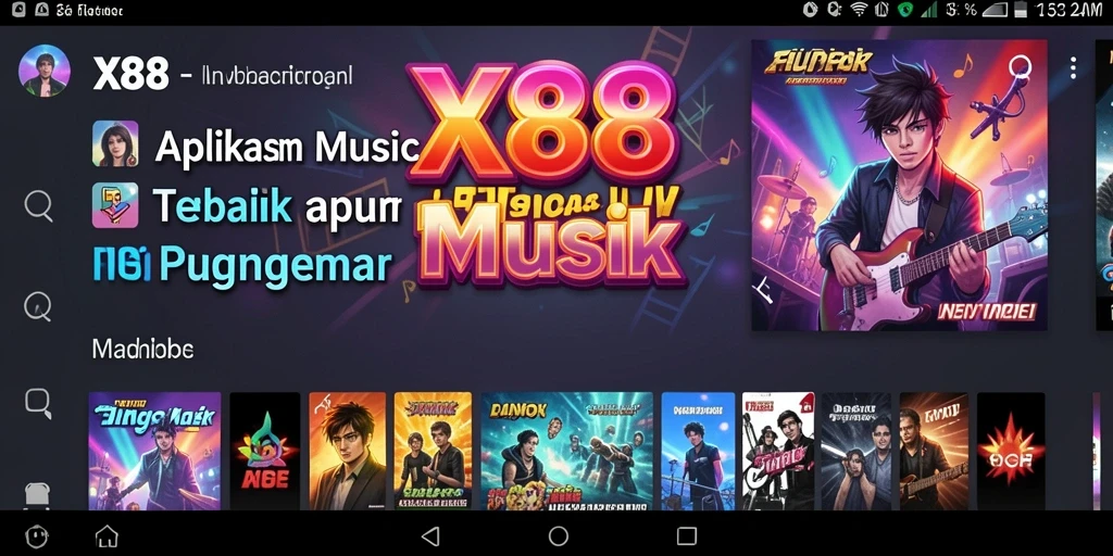 Tampilan gameplay seru di X88 dengan berbagai lagu.
